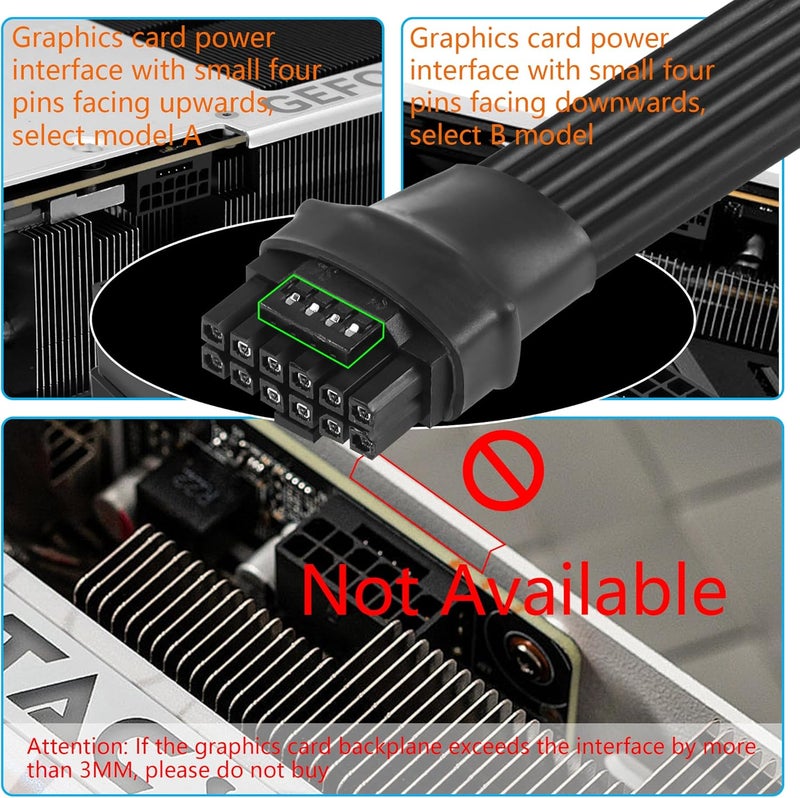 CERRXIAN 1FT ATX30 12VHPWR Power CablePCIe 50 12VHPWR ATX30 600W 16 Pin Male to Male High Current Power Cablefor Graphic Card GPU 124pin Nvidia Nvidia 4000 Series and RTX 3000 FE GPU - Image 4