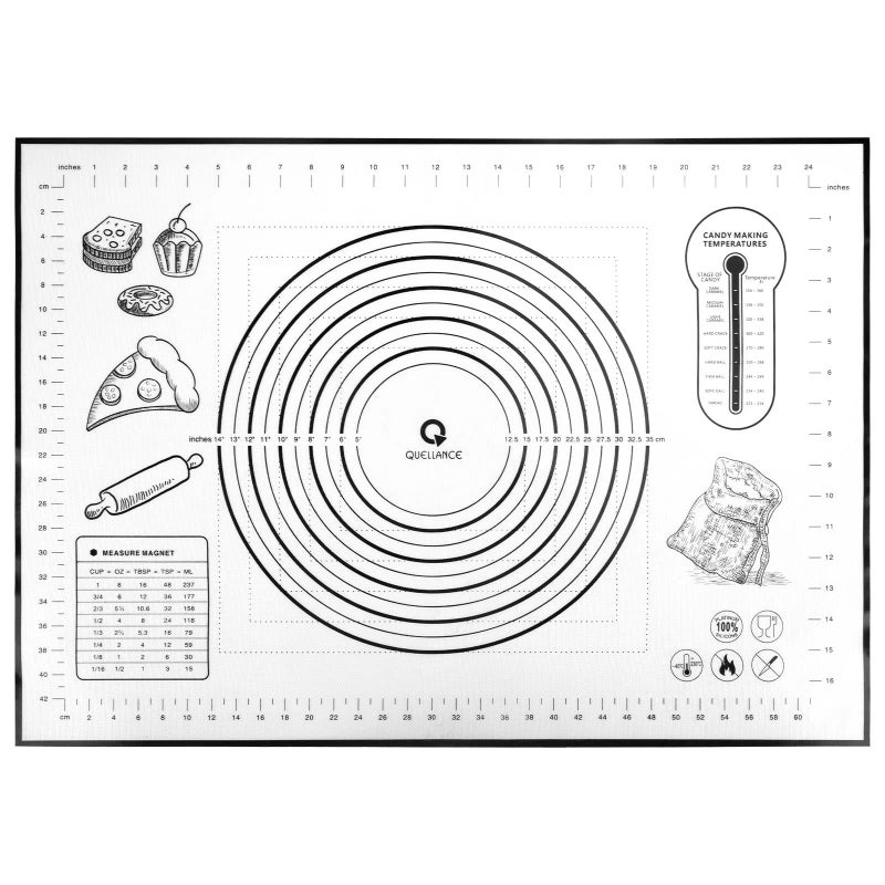 Silicone Pastry Mat Baking Mat for Rolling Out Dough 20W28L Dough Mat for Rolling Black Fondant Mat