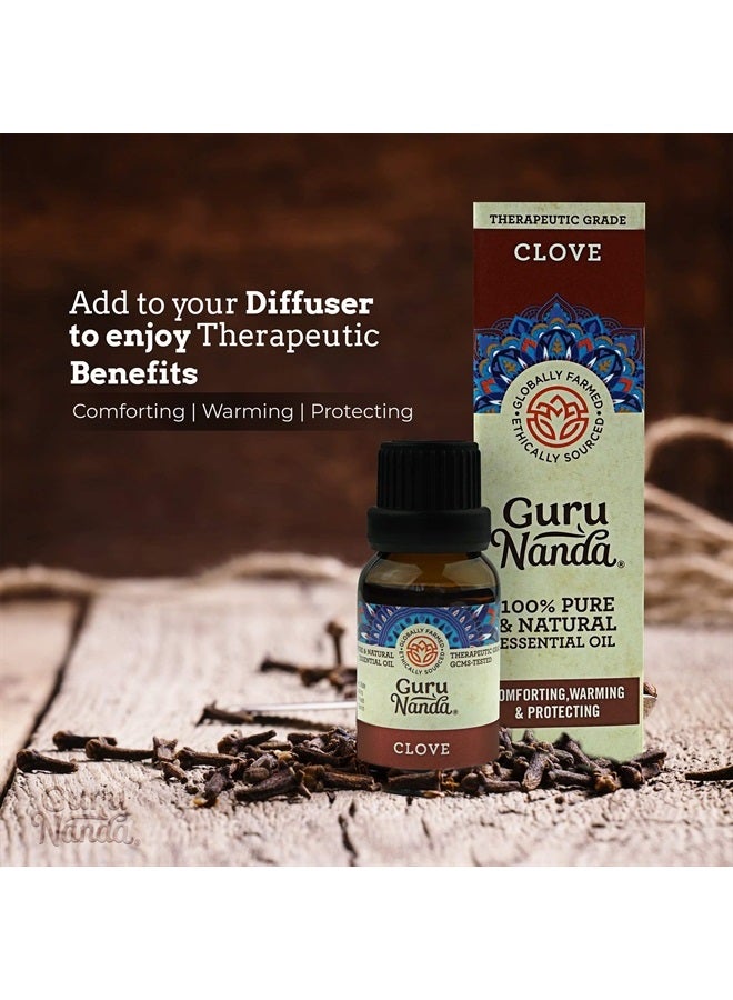 GuruNanda Clove Essential Oil (2 Pack x 0.5 Fl Oz) - 100% Pure Therapeutic Grade, Natural Healing Oil for Oral and Dental Care, Use in Diffuser for Invigorating Spicy Scent - Image 1