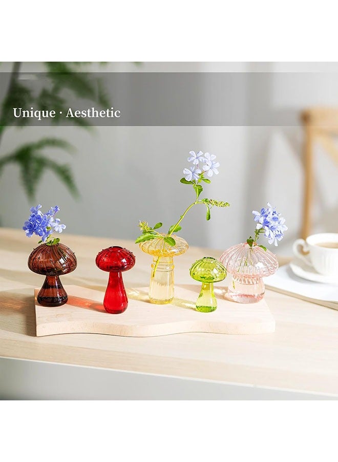 عربست فطر الأواني الزجاجية ، مجموعة من 5 لون النبات محطة تربية ، مصنع حوض السمك مصغرة ، فريدة من نوعها زهرية صغيرة من الزجاج ، جميل حوض الزراعة المائية وعاء الزهور ، ديكور غرفة الإناث هدية - Image 4