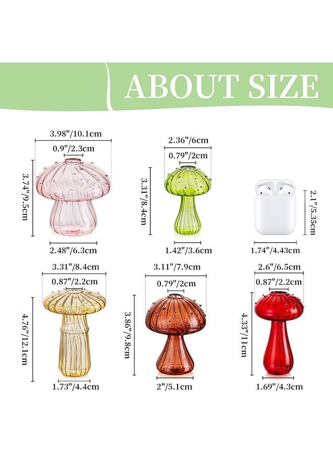 عربست فطر الأواني الزجاجية ، مجموعة من 5 لون النبات محطة تربية ، مصنع حوض السمك مصغرة ، فريدة من نوعها زهرية صغيرة من الزجاج ، جميل حوض الزراعة المائية وعاء الزهور ، ديكور غرفة الإناث هدية - Image 2