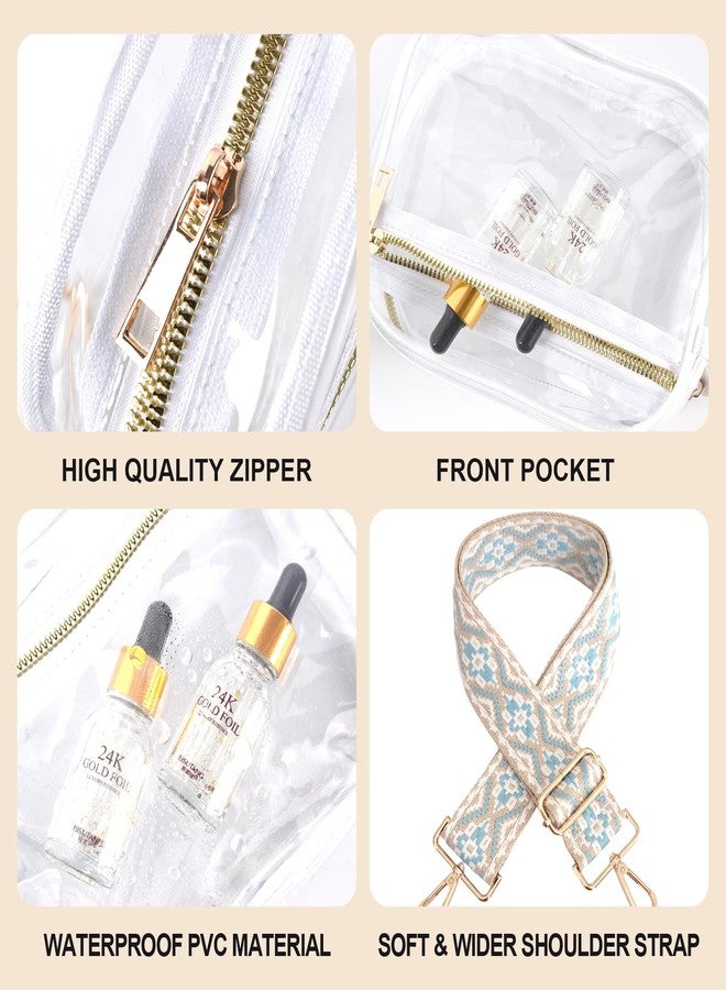 Fibrdoo Clear Bag Stadium Approved, Leather Clear Crossbody Purse Bag for Concerts Sports Events Festivals, Lbhw-clear White - Image 5