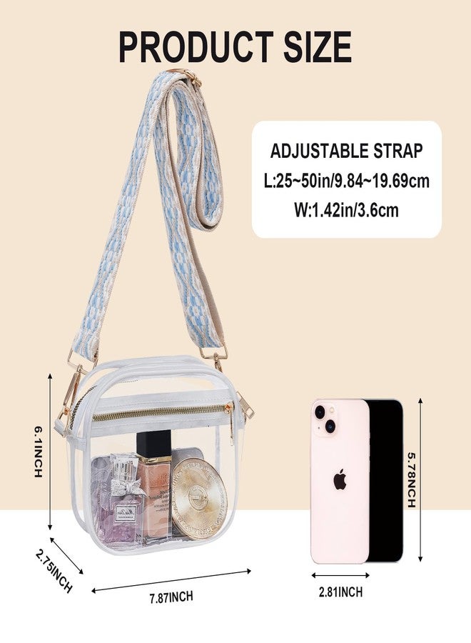 Fibrdoo Clear Bag Stadium Approved, Leather Clear Crossbody Purse Bag for Concerts Sports Events Festivals, Lbhw-clear White - Image 3