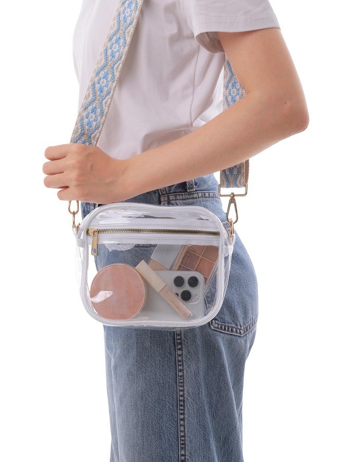 Fibrdoo Clear Bag Stadium Approved, Leather Clear Crossbody Purse Bag for Concerts Sports Events Festivals, Lbhw-clear White - Image 2