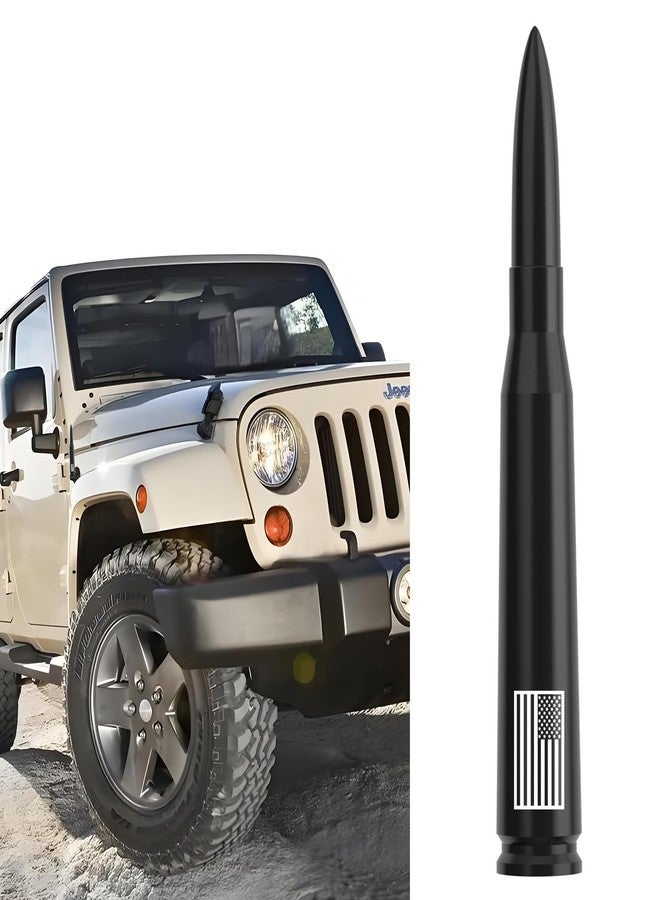 Engirette American Flag Car Truck Bullet Antenna Replacement - Anti-Theft Design for Jeep Wrangler Gladiator JL JK JT Rubicon Sahara Unlimited Sport 4xe Willys Mojave 2007-2025 (Black) - Image 1