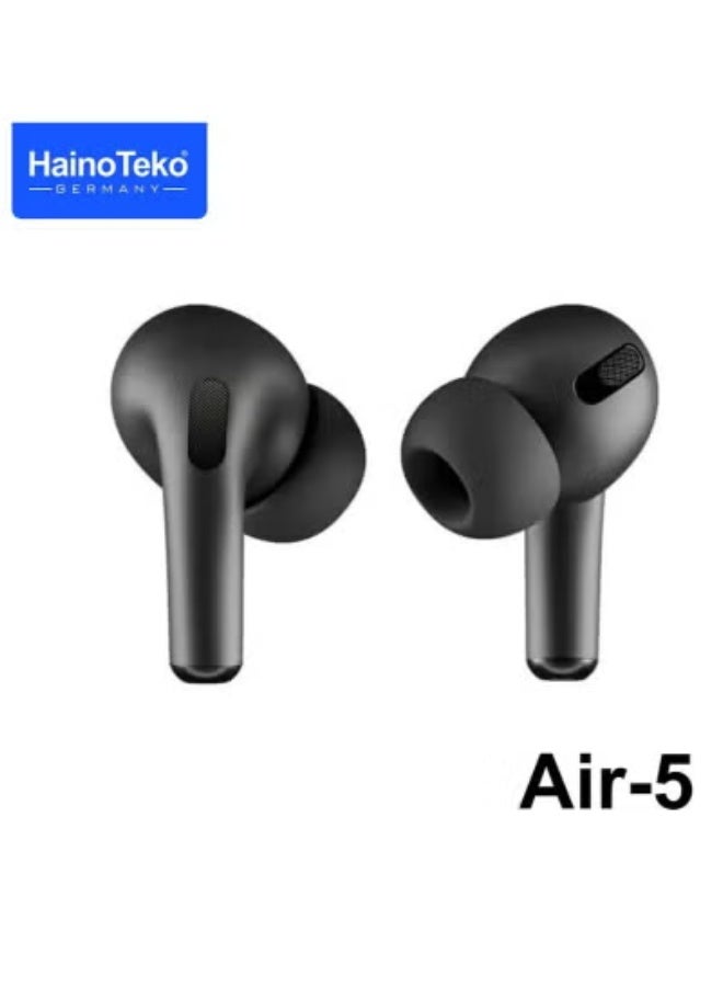 Haino Teko Air-5 True Wireless Bluetooth Earbuds – HD Clear Microphone for Calls, Deep Bass Sound Quality, Smart Touch Control, Long Battery Life with Portable Charging Case, Noise Isolation Technology, Lightweight & Comfortable Design – Black - Image 2