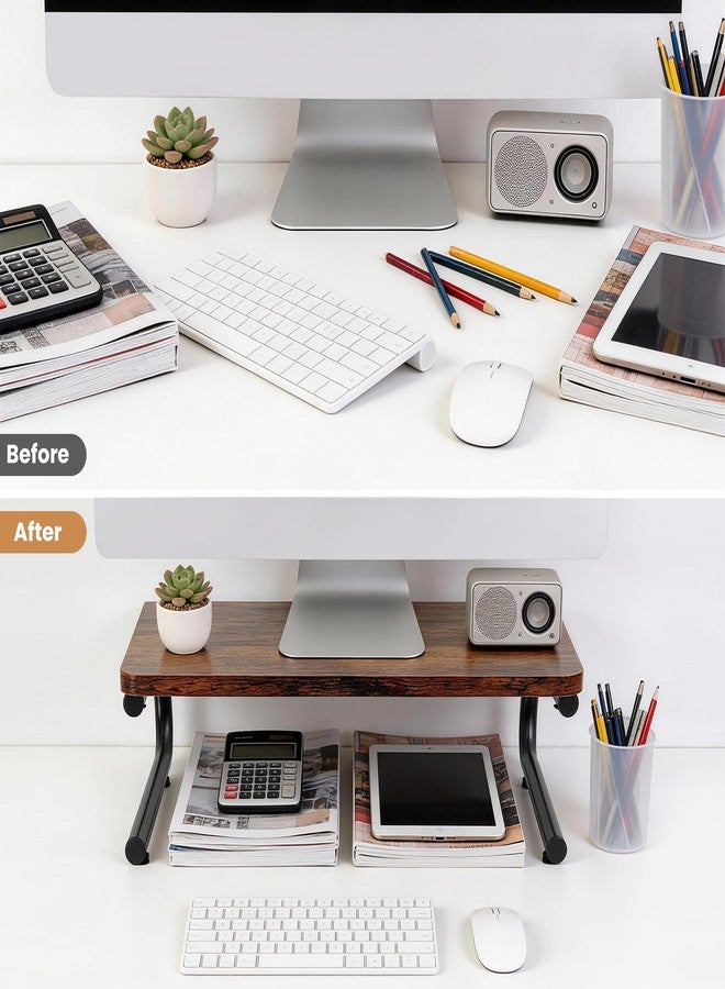 ARCOBIS Monitor Riser for Desk, Wood & Metal Computer Monitor Stand, Laptop, PC, Printer Stand Riser, Rustic Brown - Image 4