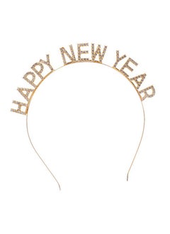 Happy New Year Headband Tiararhinestone New Years Headbandnew Year Eve Party Supplies(Golden)