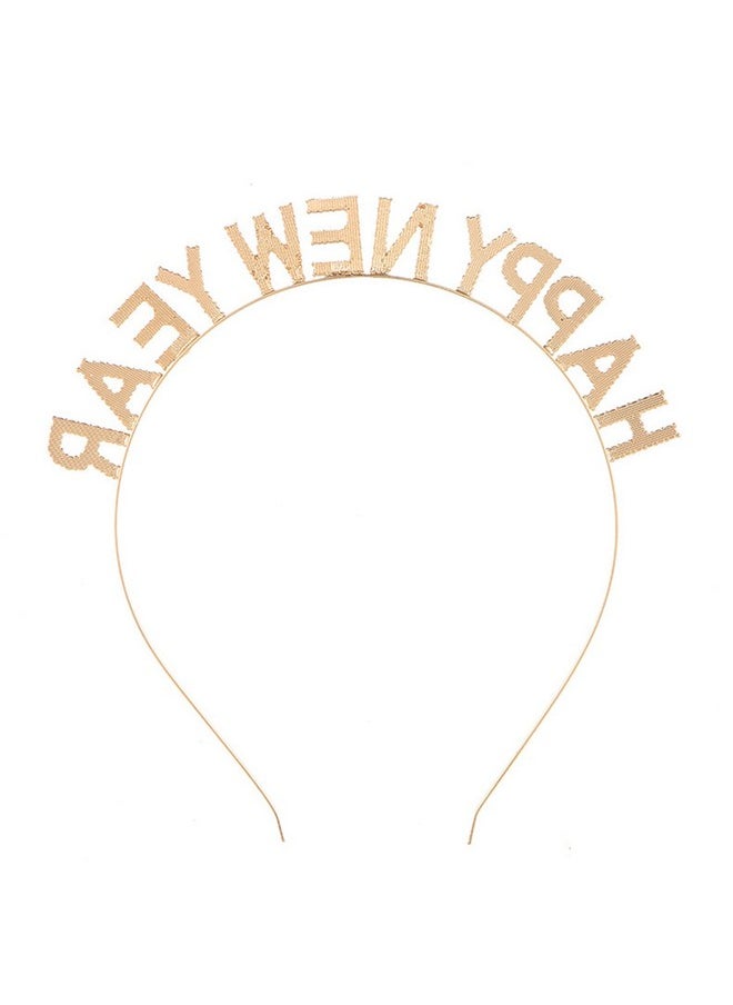 BinaryABC - Happy New Year Headband Tiararhinestone New Years Headbandnew Year Eve Party Supplies(Golden) - Image 1
