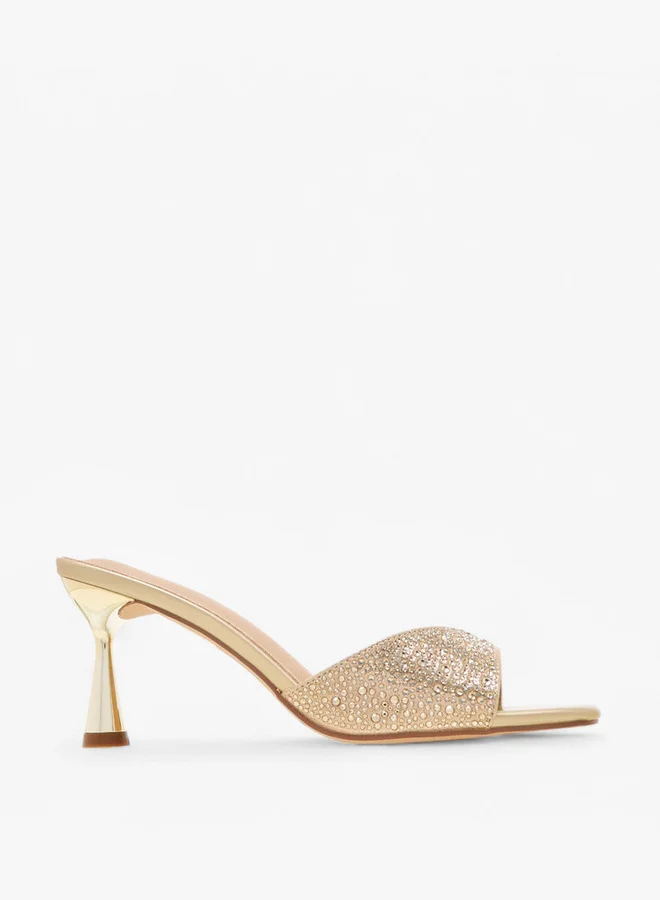 فلورا بيلا من شو إكسبرس Embellished Slip-On Sandals with Flared Heel