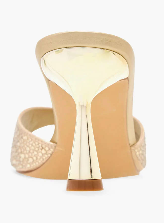 فلورا بيلا من شو إكسبرس Embellished Slip-On Sandals with Flared Heel
