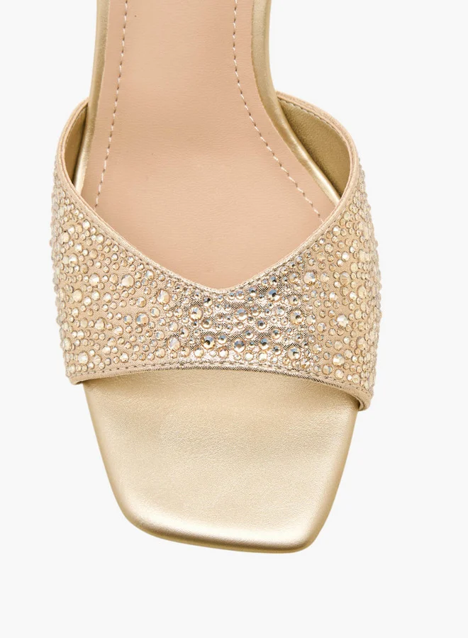 فلورا بيلا من شو إكسبرس Embellished Slip-On Sandals with Flared Heel