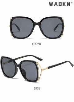 WAOKN Women's Square Sunglasses, UV400 Protection Sun Glasses with Rhinestone-Encrusted Frame, Oversize Fashion Anti-glare Sun Shades for Women with Glasses Case （Black）  - Image 5