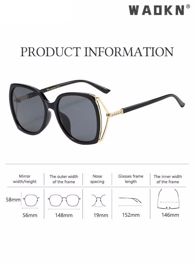 Women's Square Sunglasses, UV400 Protection Sun Glasses with Rhinestone-Encrusted Frame, Oversize Fashion Anti-glare Sun Shades for Women with Glasses Case （Black） - pzsku/Z7F0FDE816E9AA26F3A43Z/45/_/1713332874/02037dc6-c620-4b7e-9a78-d1e5099a167d