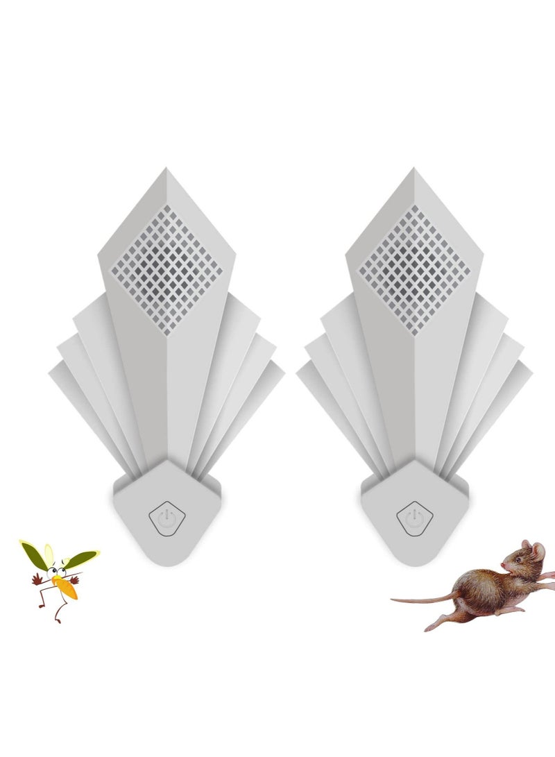Ultrasonic Insect Repeller, Intelligent Frequency Night Light Plug in Indoor Rodent Repeller Suitable for Insects, Cockroaches, Rats, Spiders, Ants, Bugs, Mosquitoes and Other Pests Control (2 Pcs) - Image 1