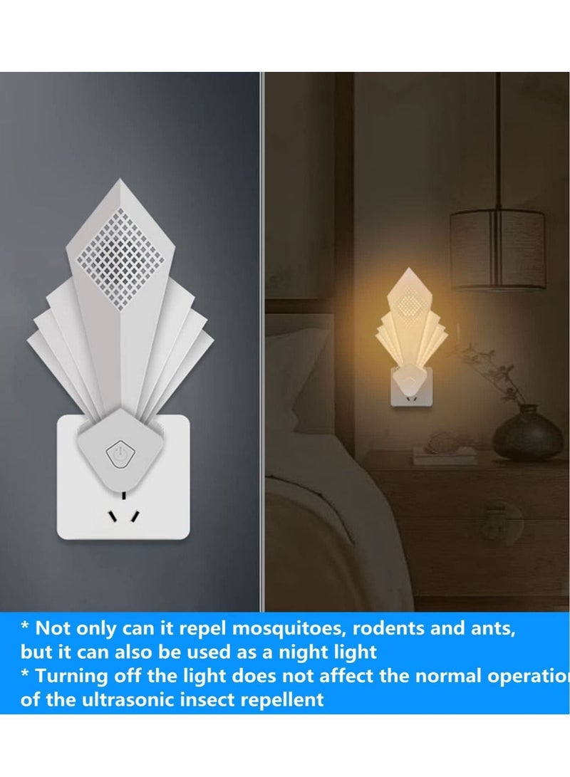 Ultrasonic Insect Repeller, Intelligent Frequency Night Light Plug in Indoor Rodent Repeller Suitable for Insects, Cockroaches, Rats, Spiders, Ants, Bugs, Mosquitoes and Other Pests Control (2 Pcs) - Image 3