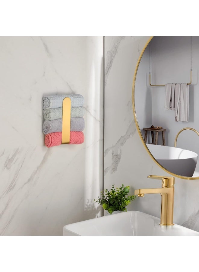 Towel Holder Gold Hand Towel Rack Adhesive Towel Bar Stick on Towel Ring for Bathroom Wall Kitchen RV, Stainless Steel Brushed Brass Finish - Image 2