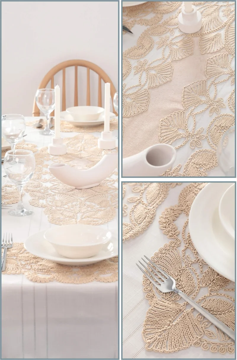 فافورا Avangart Velvet 7 Piece Overlay and Runner Set - Vzn