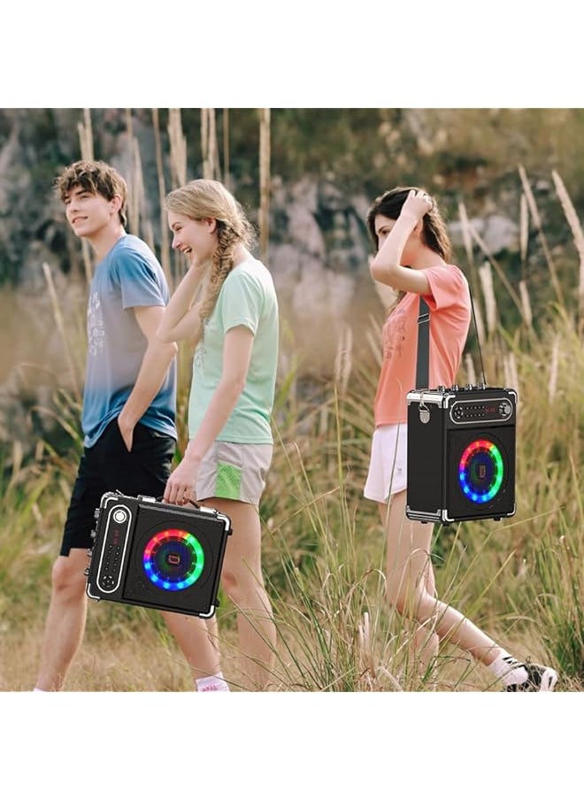 JYX - Karaoke Machine With Two Wireless Microphones Portable Bluetooth Speaker With Bass Treble Adjustment Remote Control And Led Lights Supports Tf Card Usb Aux In Fm Rec For Party - Image 1
