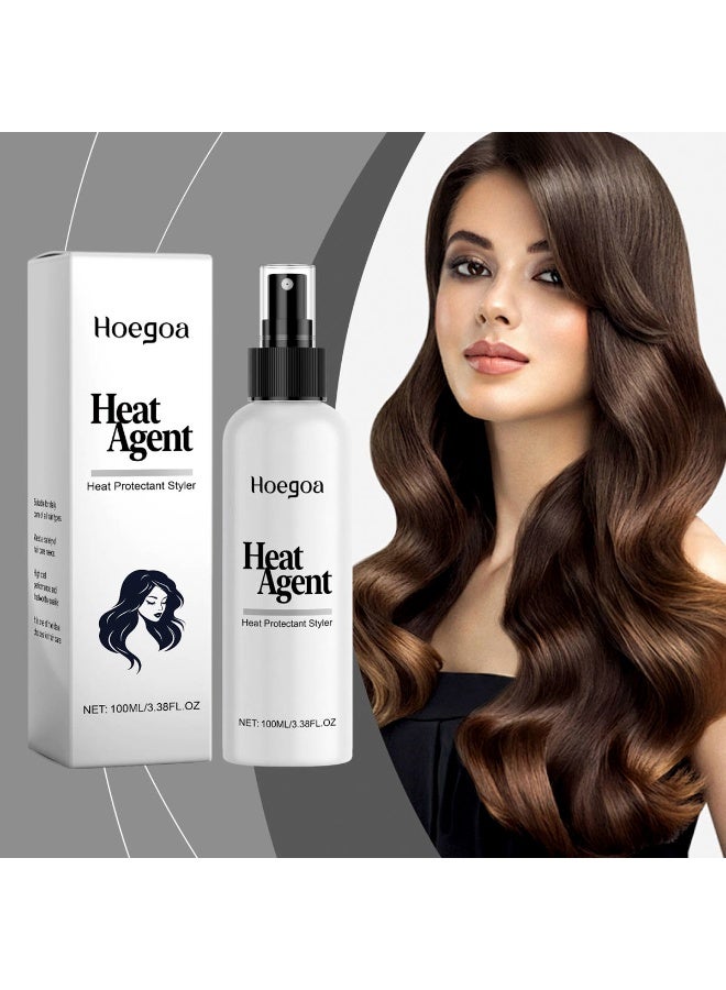 HOEGOA Heat Protection Spray For Hair Conditioner, Hair Thermal Agent With Radix Polygoni Multiflori Extract, Hydrolyzed Keratin, Enhances Shiny Smooth, Repair Damage and Controls Frizz, 100ml - Image 3