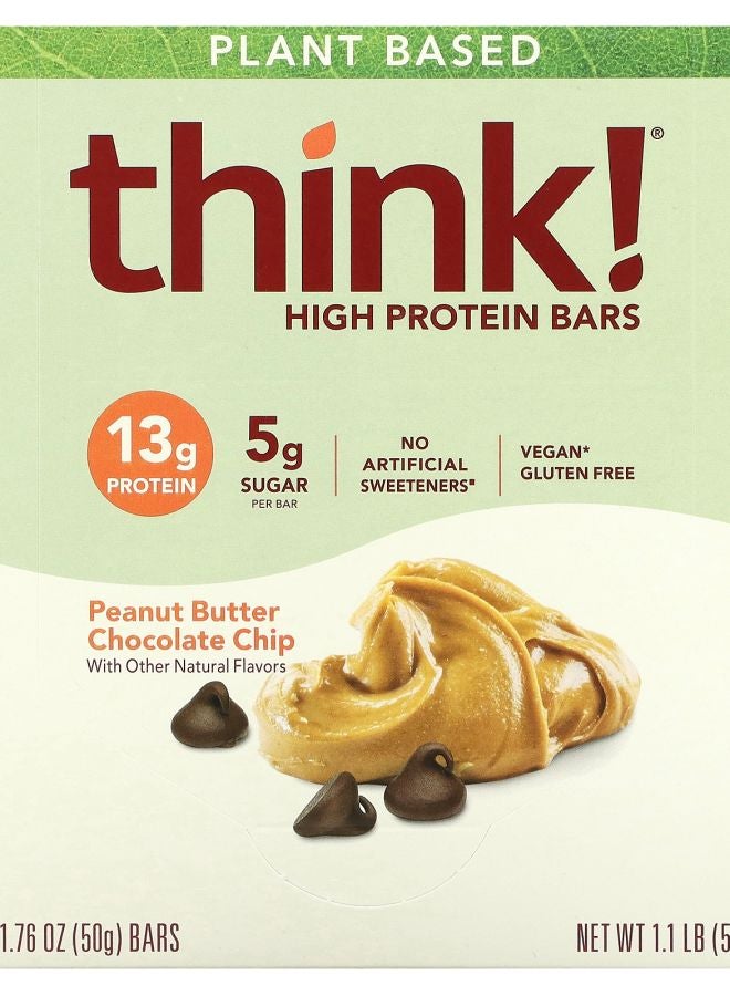 Think High Protein Bars Peanut Butter Chocolate Chip 10 Bars 1.76 oz (50 g) Each
