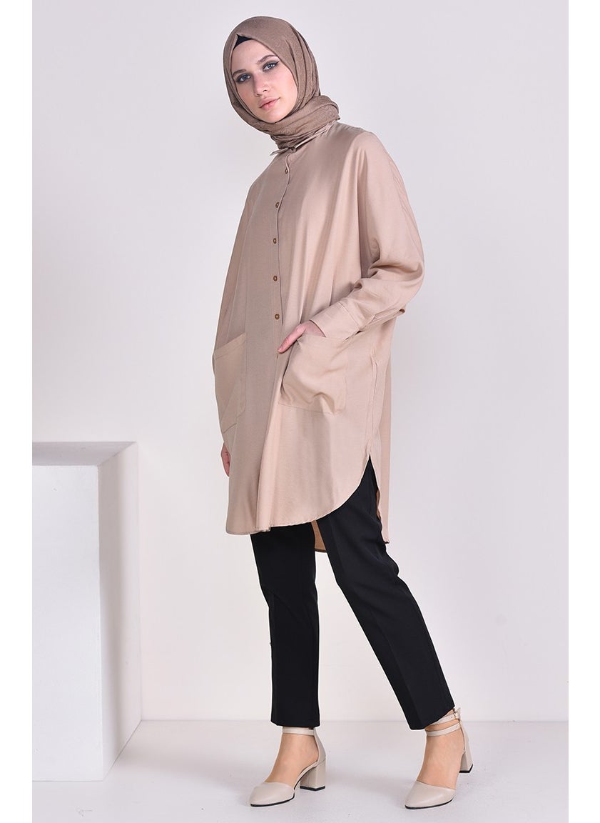 Sefa Merve Pocket Viscose Tunic 6480-03 Mink  - Image 4