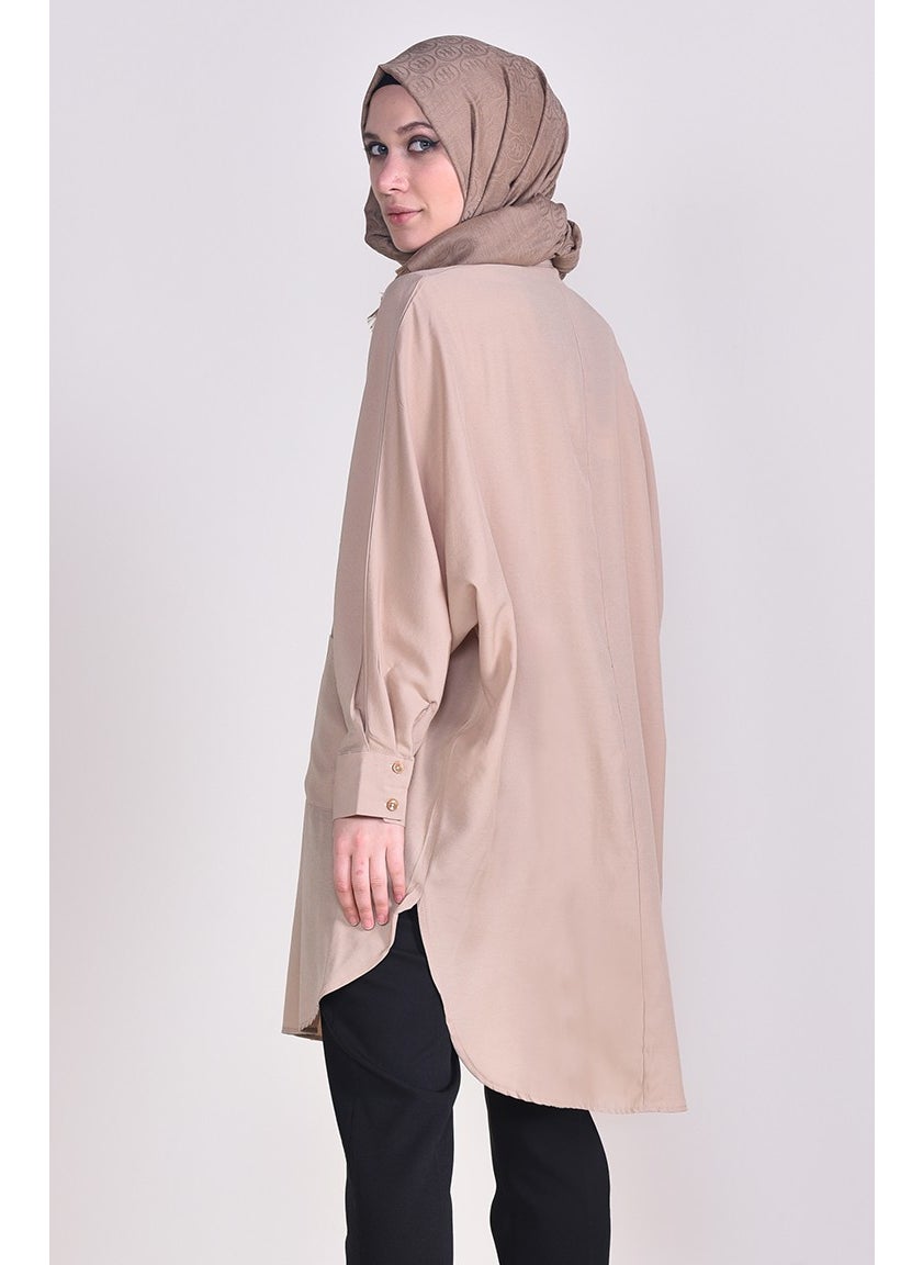 Sefa Merve Pocket Viscose Tunic 6480-03 Mink  - Image 5