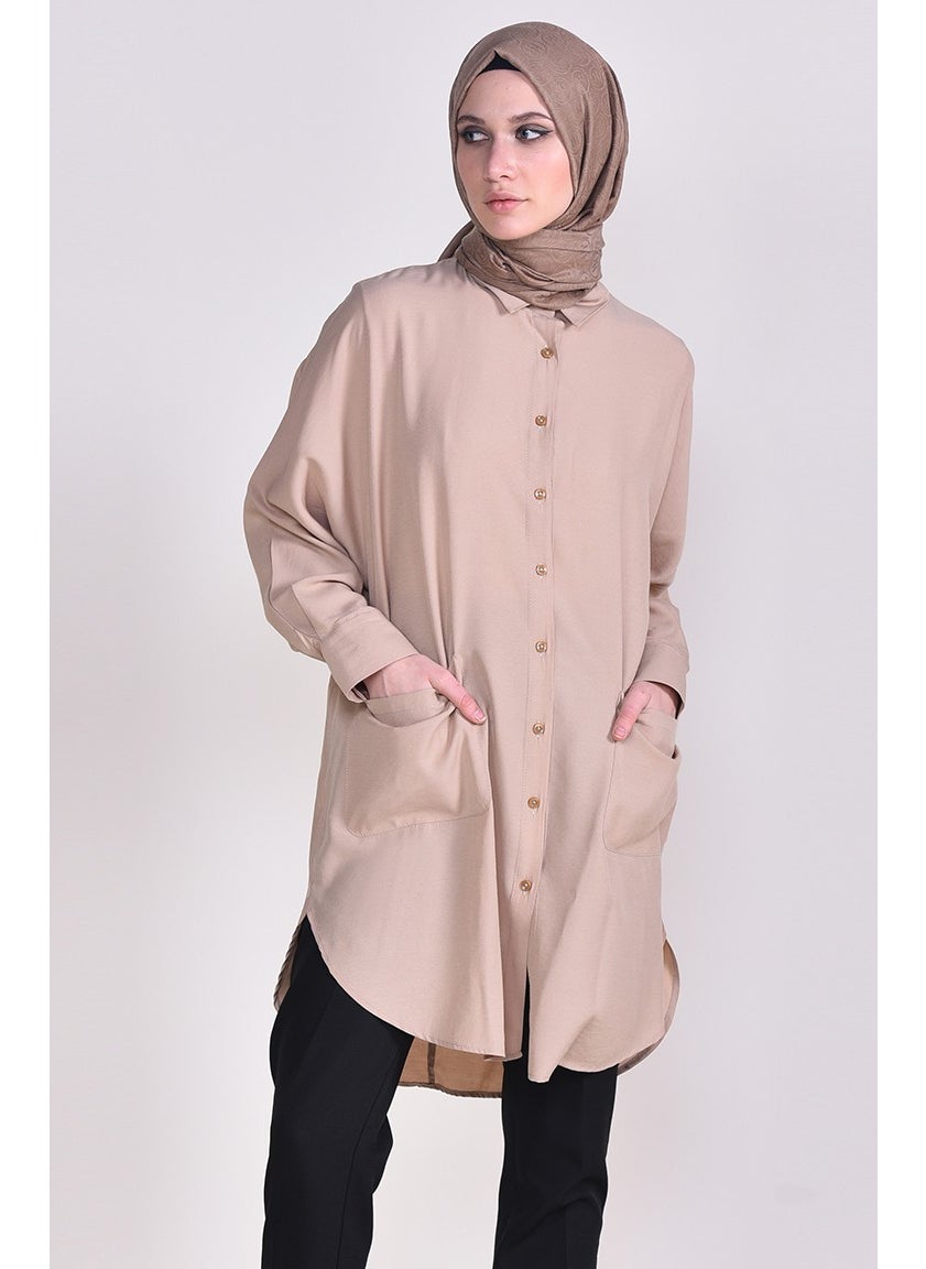 Sefa Merve Pocket Viscose Tunic 6480-03 Mink  - Image 3