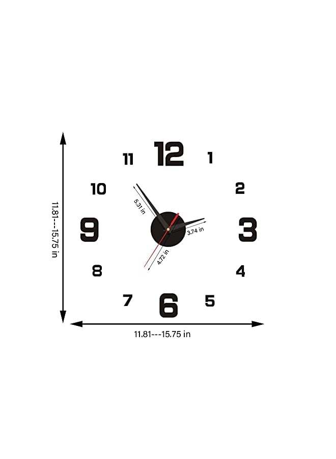 Raxoom Modern Frameless DIY Wall Clock 3D Wall Clock for Living Room Decor Modern Quiet Wall Clock Easy to Install Numbers Wall Clock for Home Office Decorations (Number) - Image 2