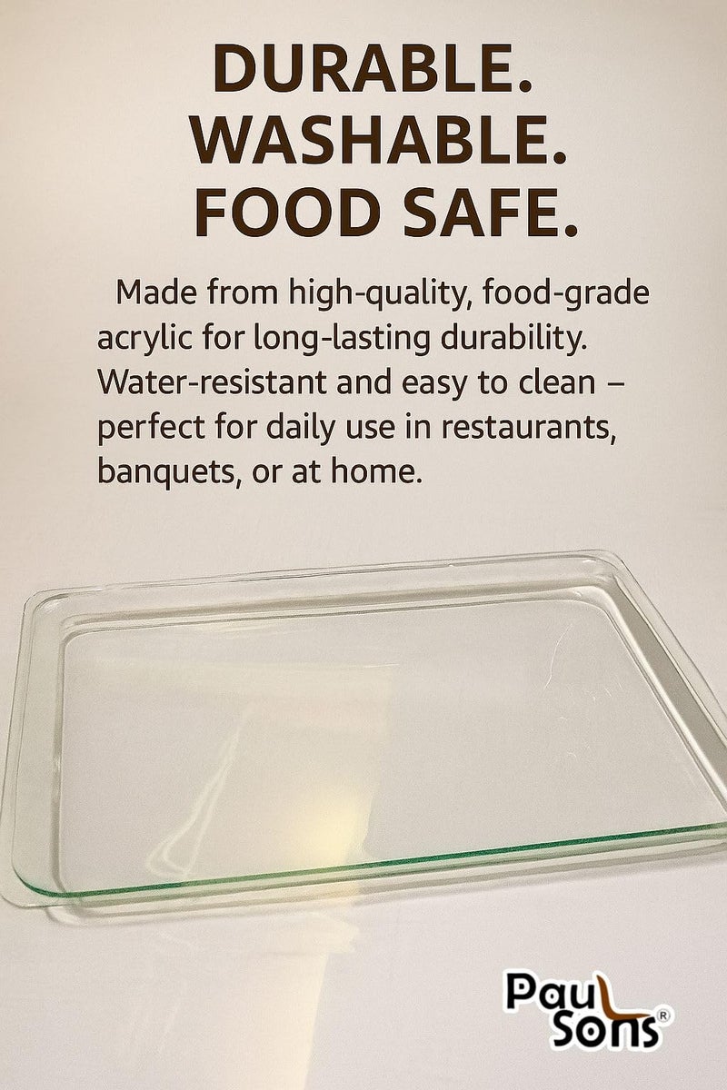 PAUL SONS Hospitality Transparent Acrylic Rectangular Serving Tray Size:13"x9.5" (Pack of 2Pc) - Image 2