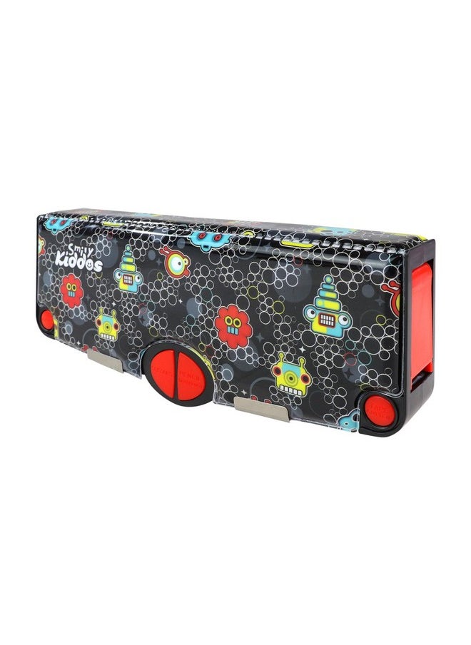 SMILY KIDDOS Smily Kiddos Multi Functional Pop Out Pencil Box for Kids Stationery for Children | 24.5 x 4 x 10cm | - Robot Theme - Black  - Image 5