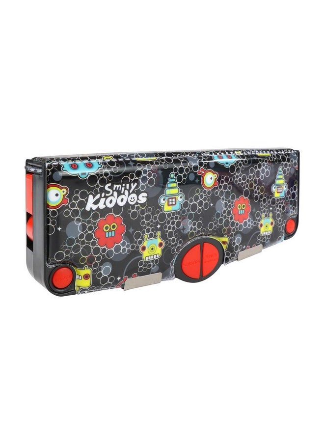 SMILY KIDDOS Smily Kiddos Multi Functional Pop Out Pencil Box for Kids Stationery for Children | 24.5 x 4 x 10cm | - Robot Theme - Black  - Image 4