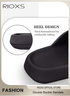 RIOXS Sandals For Women And Men, Pillow Slides Slippers, Double Buckle Adjustable Sandals, EVA Flat Sandals, Comfy Thick Sole Sandals For Indoor Outdoor Use, Women's And Men's Lightweight Sandals, House Sandals Slippers, Bathroom Showers Slippers  - Image 5