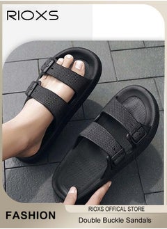 RIOXS Sandals For Women And Men, Pillow Slides Slippers, Double Buckle Adjustable Sandals, EVA Flat Sandals, Comfy Thick Sole Sandals For Indoor Outdoor Use, Women's And Men's Lightweight Sandals, House Sandals Slippers, Bathroom Showers Slippers  - Image 2