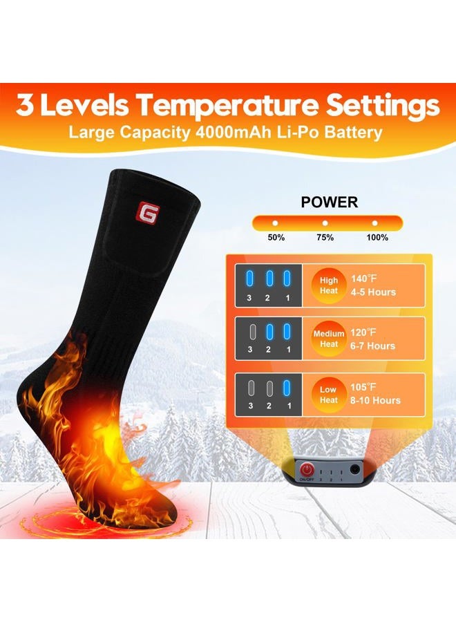 SVPRO Heated Socks 4000mAh Battery Operated USB Rechargeable Heating Socks,Men Women Electric Ski Socks with 3 Heat Settings Up to 10H,Cold Weather Warm Winter Socks Thermal Foot Warmers,US 6-13 Size - Image 3
