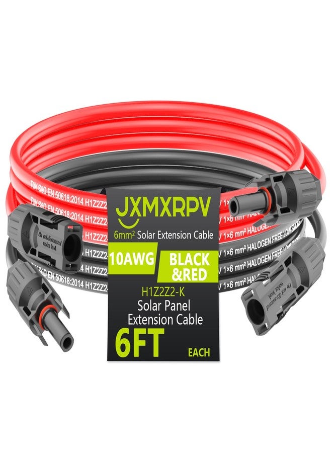 كابل تمديد الطاقة الشمسية JXMXRPV بطول 20 قدمًا وقطر 10AWG، سلك شمسي مع موصلات شمسية بدون أدوات، كابل تمديد مقاوم للماء للوحة الشمسية بمساحة 6 مم²، كابل كهروضوئي بقطر 10 لألواح الطاقة الشمسية المنزلية والقوارب والمركبات الترفيهية (20 قدمًا) - Image 1
