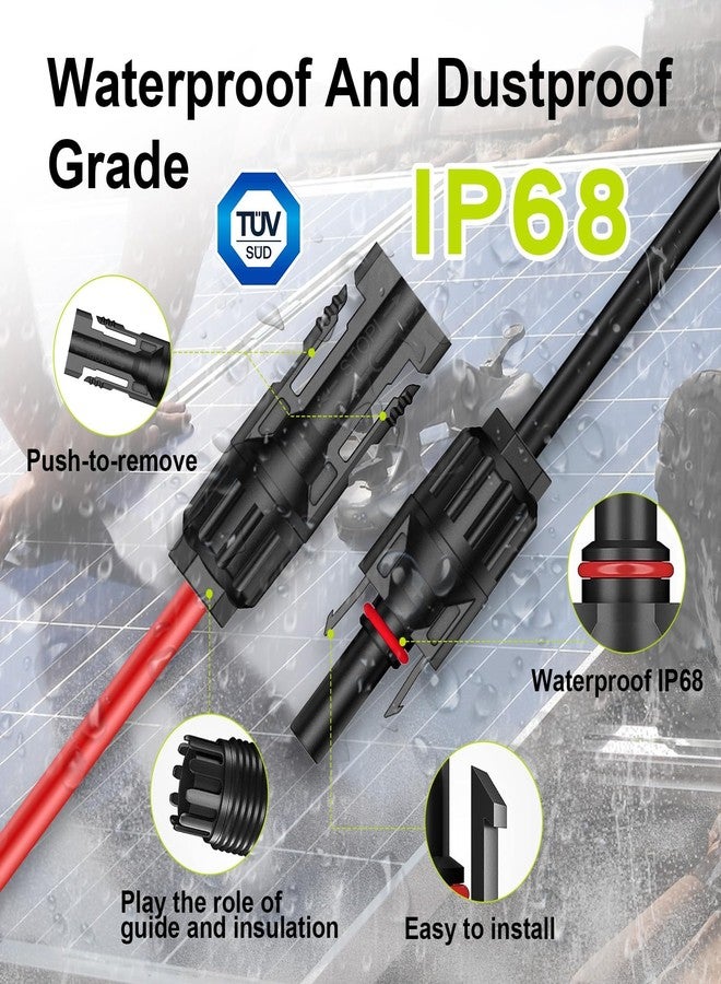 كابل تمديد الطاقة الشمسية JXMXRPV بطول 20 قدمًا وقطر 10AWG، سلك شمسي مع موصلات شمسية بدون أدوات، كابل تمديد مقاوم للماء للوحة الشمسية بمساحة 6 مم²، كابل كهروضوئي بقطر 10 لألواح الطاقة الشمسية المنزلية والقوارب والمركبات الترفيهية (20 قدمًا) - Image 4