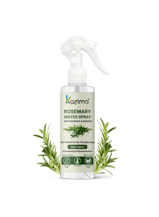 KAZIMA Rosemary Water for Hair Growth & Healthy Scalp | 100% Pure Steam Distilled Spray | Hydrosol/Toner for Reducing Hair Fall | 200 ml - Image 1