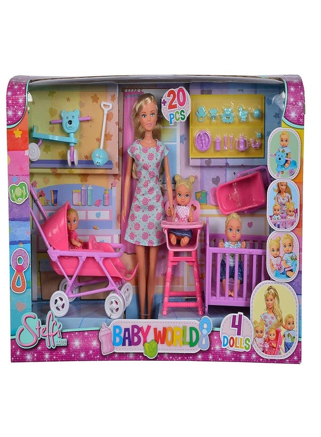 Simba Toys Steffi Love Baby World Set - Kindergarten Teacher Steffi Doll with Baby, Cot, Stroller, High Chair, and Bathtub, Ages 3+ - Image 1
