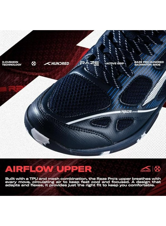 Hundred Raze Pro Badminton Shoes (Non Marking) | Also Indoor Sports | Lightweight, Breathable & Durable | X-Cushion | Active Grip Sole | Extended Heel Lock - Image 3