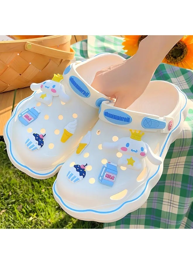 Sanrio Cinnamoroll Slippers - Soft, Thick-Soled, Non-Slip, Casual, Beach, Garden Shoes for Girl and Women - DIY Design, Comfortable, Breathable, Sandals Style, Perfect for Outdoor Activities - Image 1