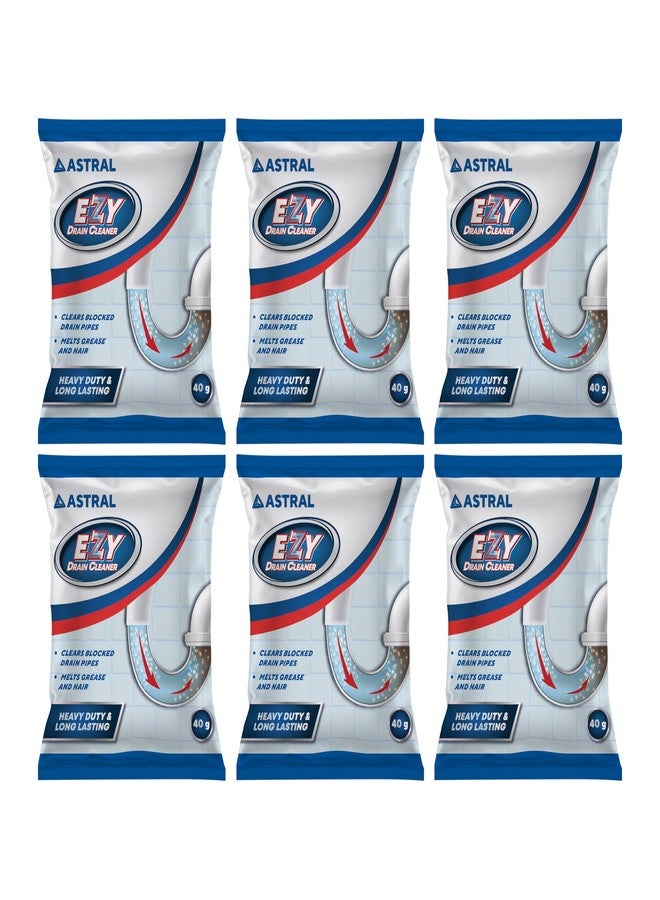Astral Ezy Drain Cleaner I Removes Blockage in Kitchen pipe, sink, drains and tanks I Melts Grease & Dissolves Hair | Pack of 6 - Image 1