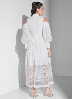 Threadz by Ajooni Burnout Cold Shoulder Dress  - Image 2