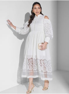 Threadz by Ajooni Burnout Cold Shoulder Dress  - Image 1