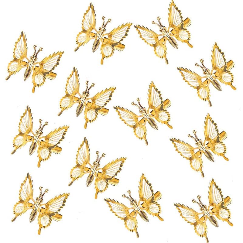 FAMEZA 3 Pcs 3D Moving Butterfly Hair Clips for Women Metal Hollow Hair Pins Cute Hair Barrettes Hair Clamps Claw Clips Butterfly Hair Styling Accessories for Girls(Gold) - Image 5