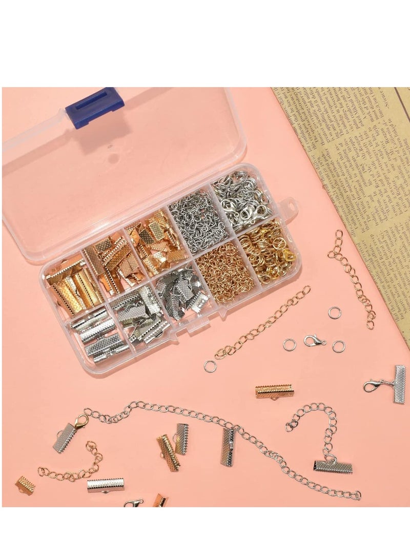 SYOSI Ribbon Bracelet Kit Jewelry Making End Crimps Lobster Clasps with Jump Rings and Chain Extenders for DIY Bookmark Pinch Choker Necklace - Image 4