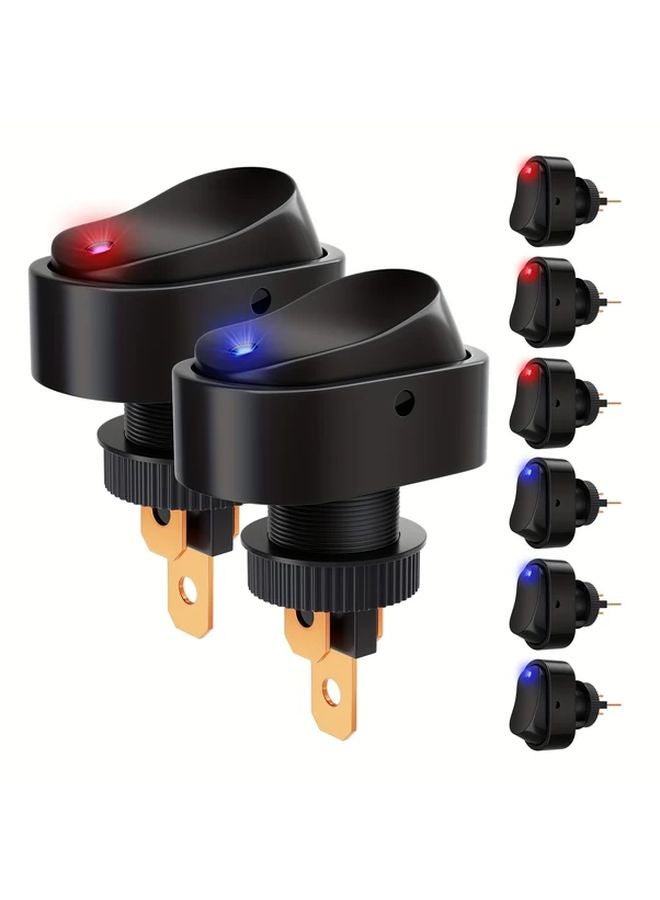 Durable 12V LED Rocker Switch SPST 3 Pin On Off 4 Blue 4 Red For Car Boat Marine - Image 1