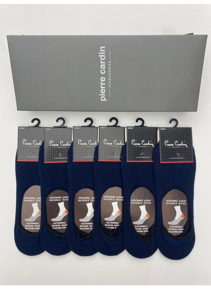 pierre cardin Cotton 6-Pack Men's Silicone Banded Non-Slip Ballerina Socks 400-PC Navy Blue  - Image 1