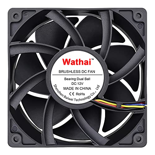Wathai 12038 120mm x 38mm PWM Computer PC Case Fan 12V 4pin 5300rpm 230 CFM High Airflow Duall Ball CFM FG DC Brushless Cooling Fan - Image 1