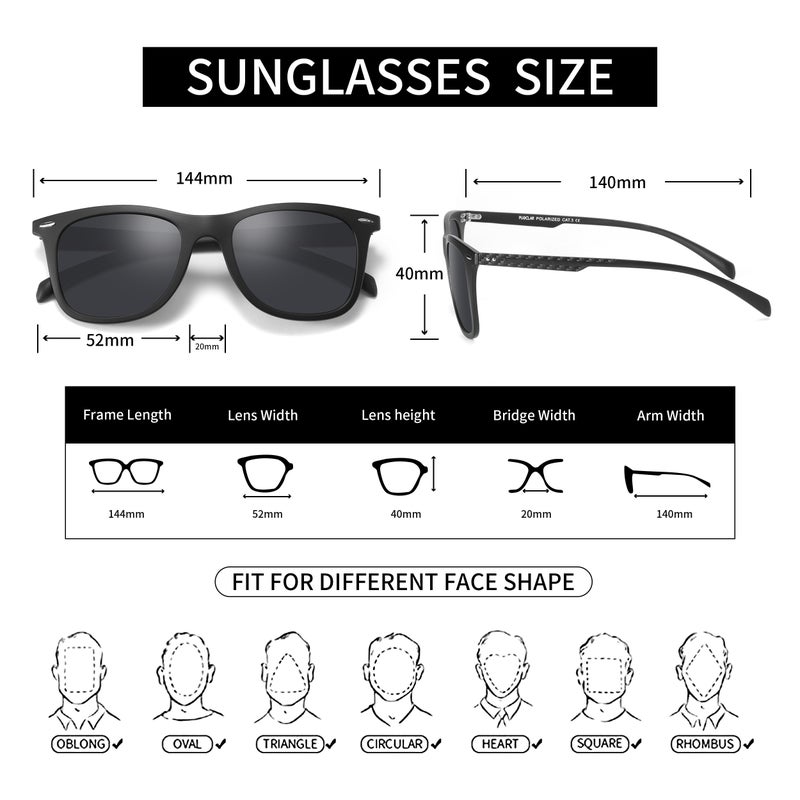 بوكيلار نظارات شمسية رياضية مقطبة PUKCLAR للرجال والنساء، من ألياف الكربون، للاستخدام في القيادة والصيد والمشي، خفيفة الوزن للغاية، مقاومة للخدش مع حماية من الأشعة فوق البنفسجية UV400 مضادة للانعكاس - Image 3